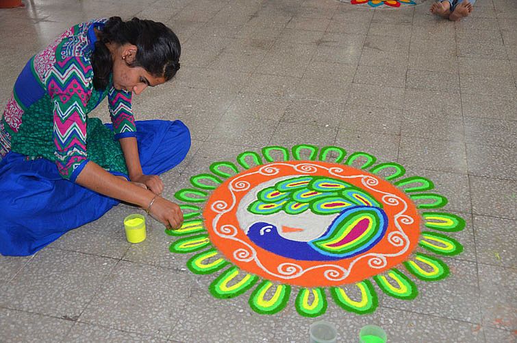 Rangoli making in 6th Inter College Youth Festival